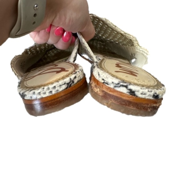 Sam Edelman Cream Elva Slip On Woven Mule Flats - Picture 8 of 9